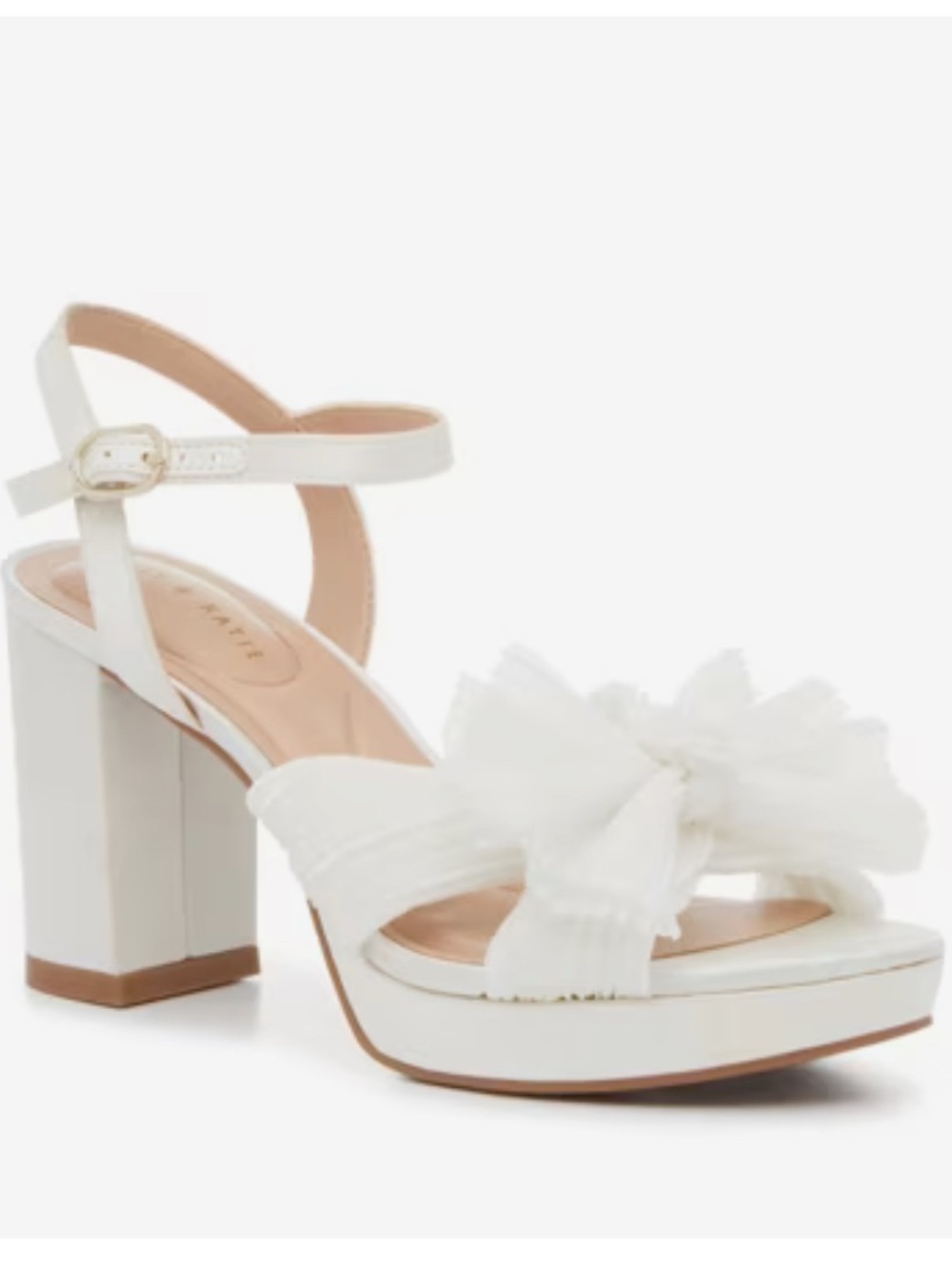 Kelly & Katie White Platform Block Heel Sandals with Bow